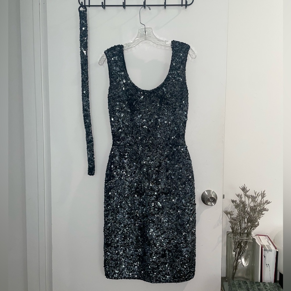 Vintage beaded cocktail dress with removable belt